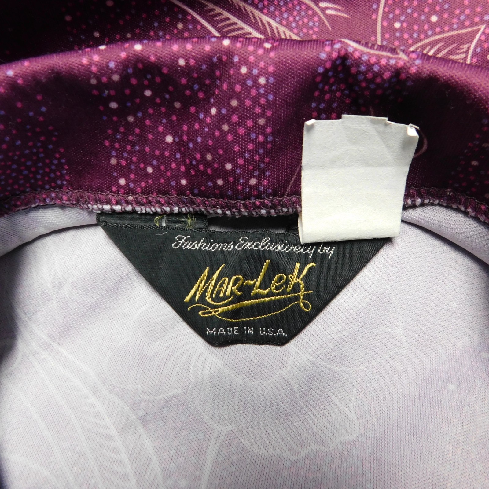 Vintage Mar-Lek Bishop Sleeve Button-Up Bow Tie Neck Top 12 Mulberry Floral 9297