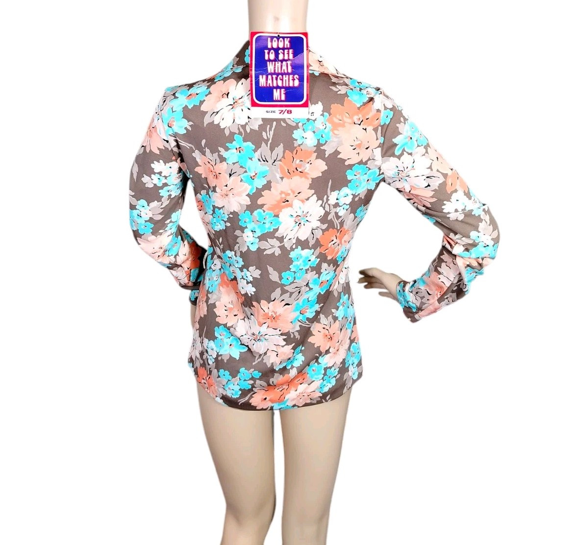 KMART Button Down Shirt Woman’s Size 7/8 Multicolor Vintage 70s Floral Bloomcore