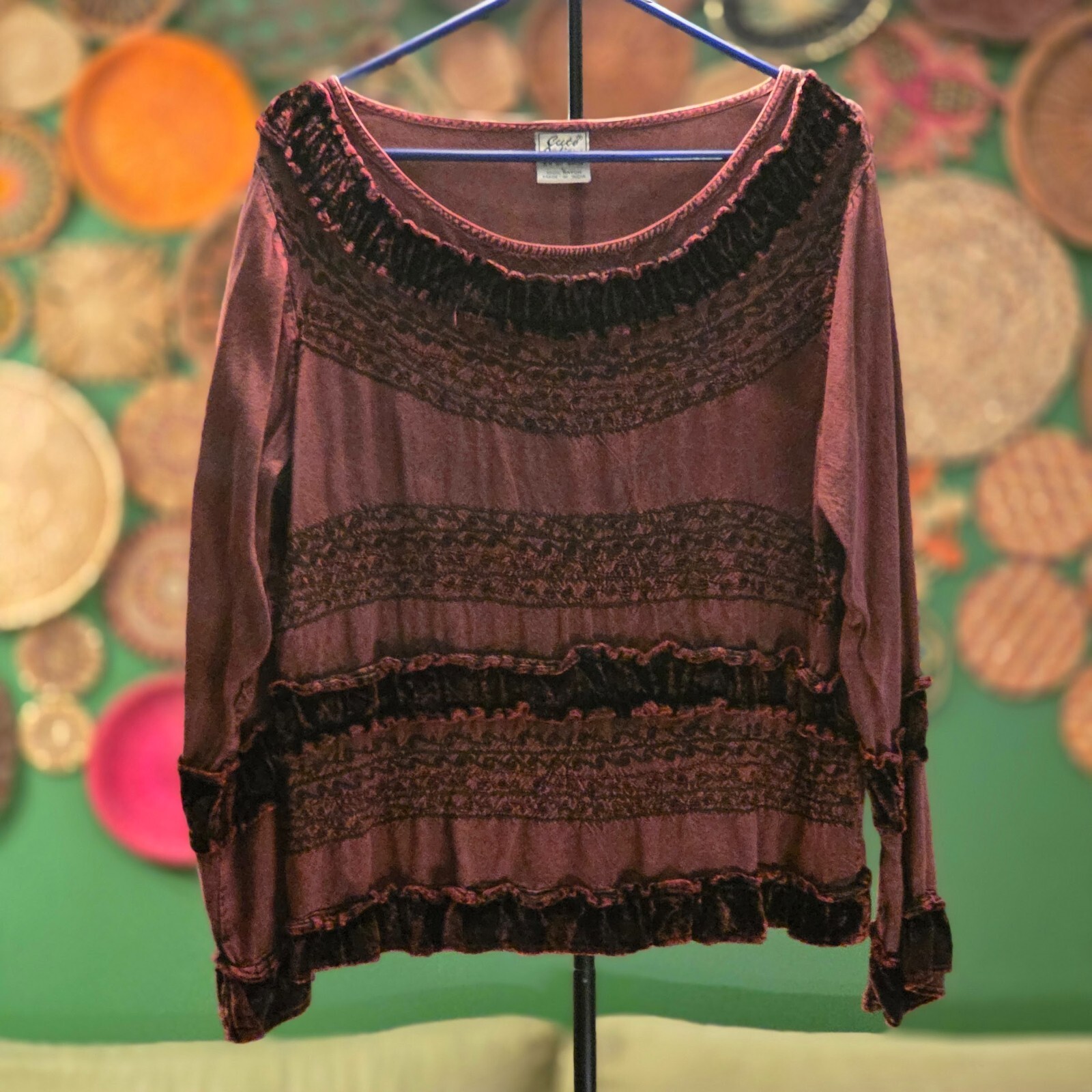 💫 Cute Options Maroon Long Sleeve Shirt – Size Large – Relaxed fit 💫