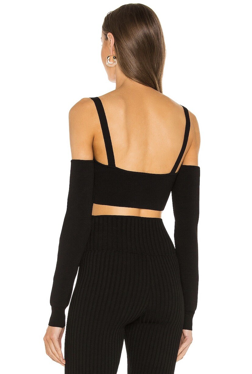 Revolve Ronny Kobo Rakeem Cropped Top in Black M Nwts Clubwear Party Top Sexy