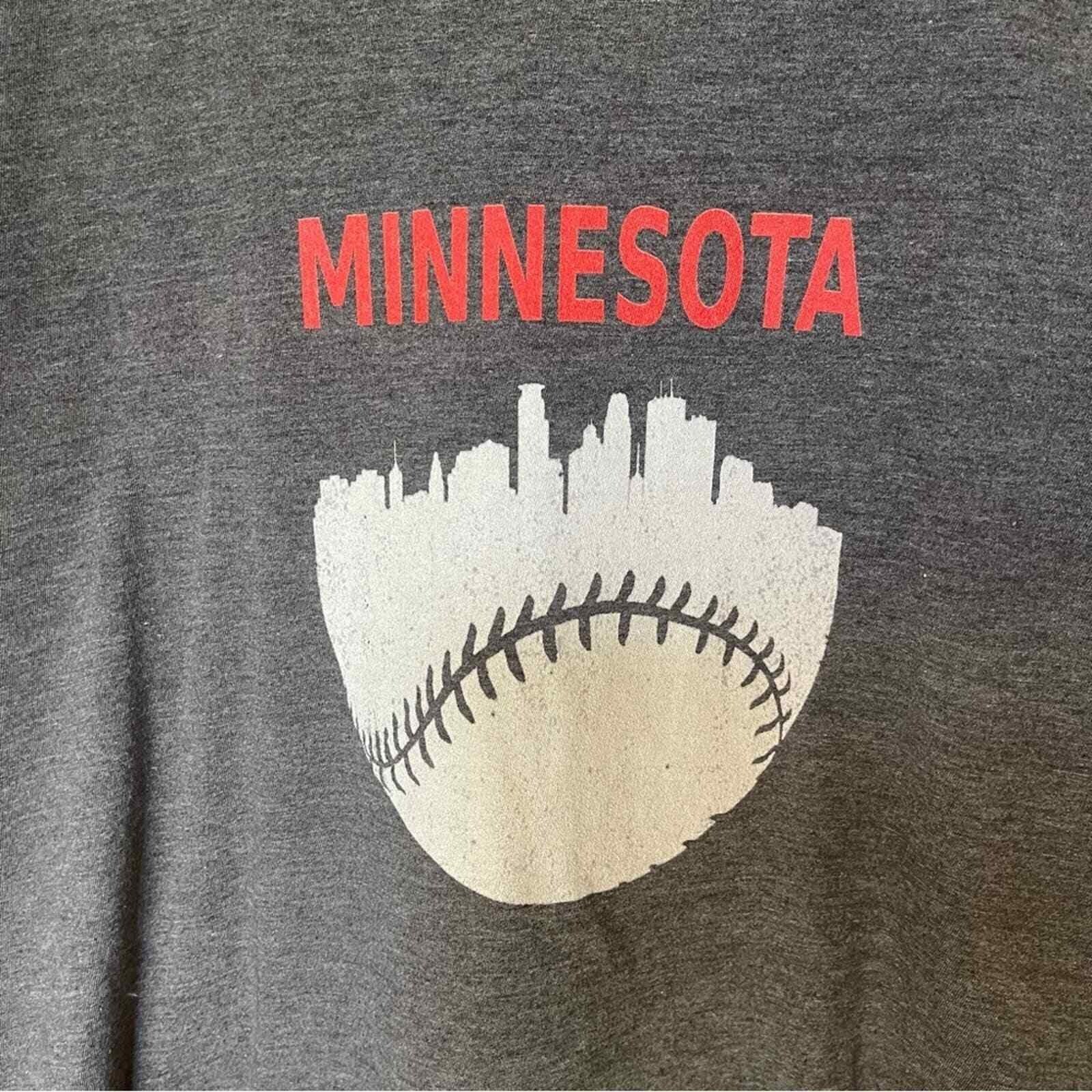 Port & Company Minnesota Baseball Skyline V-Neck Womens XXL Charcoal Grey