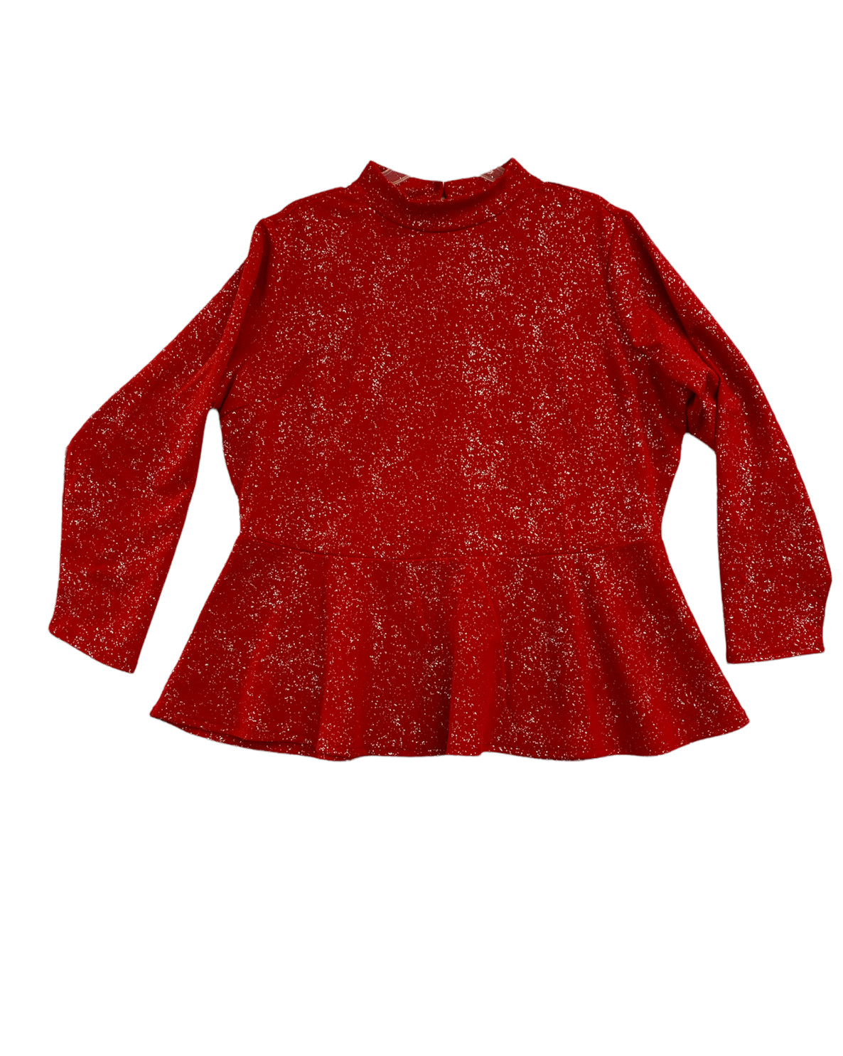 Ashley Stewart  Peplum Top Red Sparkle Long Sleeve Size 22/24 Or 26/28 NEW