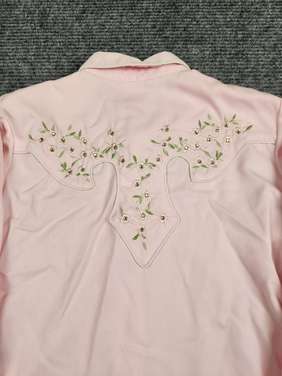 Scully Western Pearl Snap Shirt Womans Large Light Pink Flowers PL-705 Rodeo