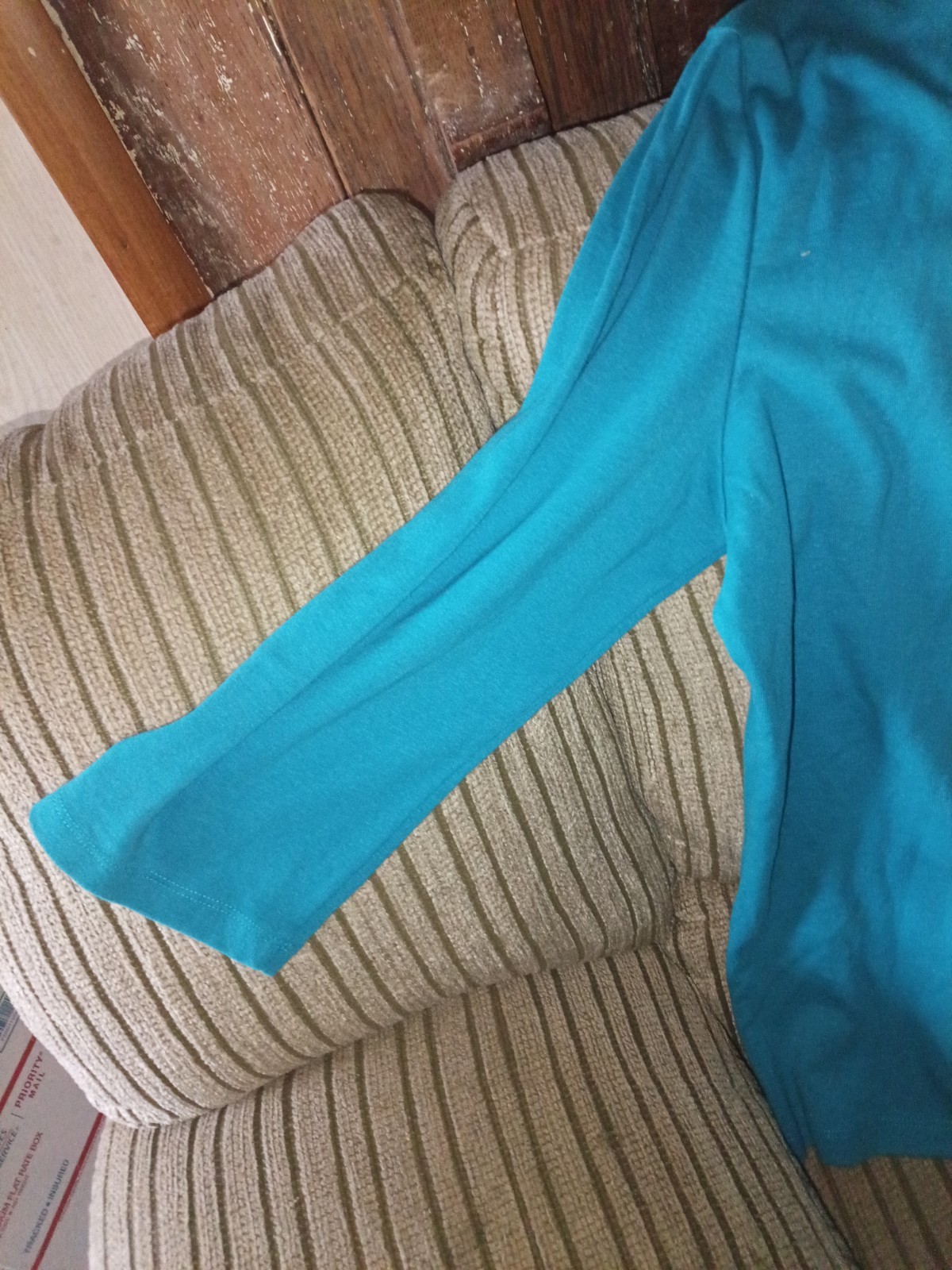 turquoise St John Bay tunic blouse features three-quarter length sleeves XL