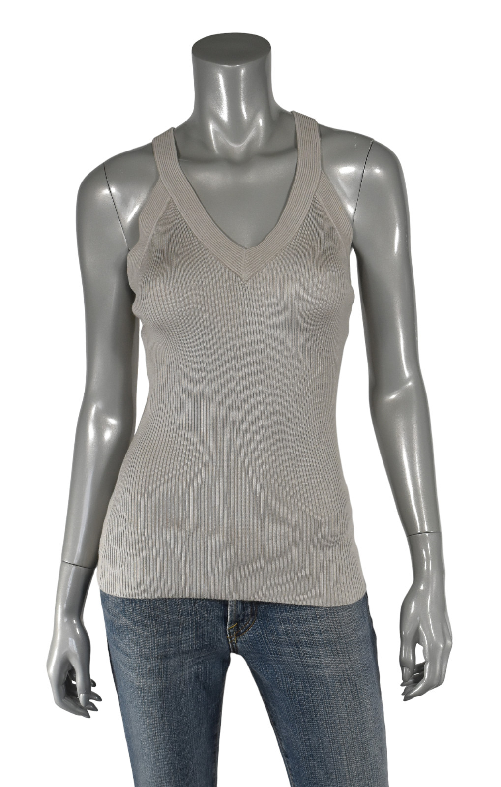 Ralph Lauren Black Label Grey Silk Cross Strap Tank Top Shirt New $298