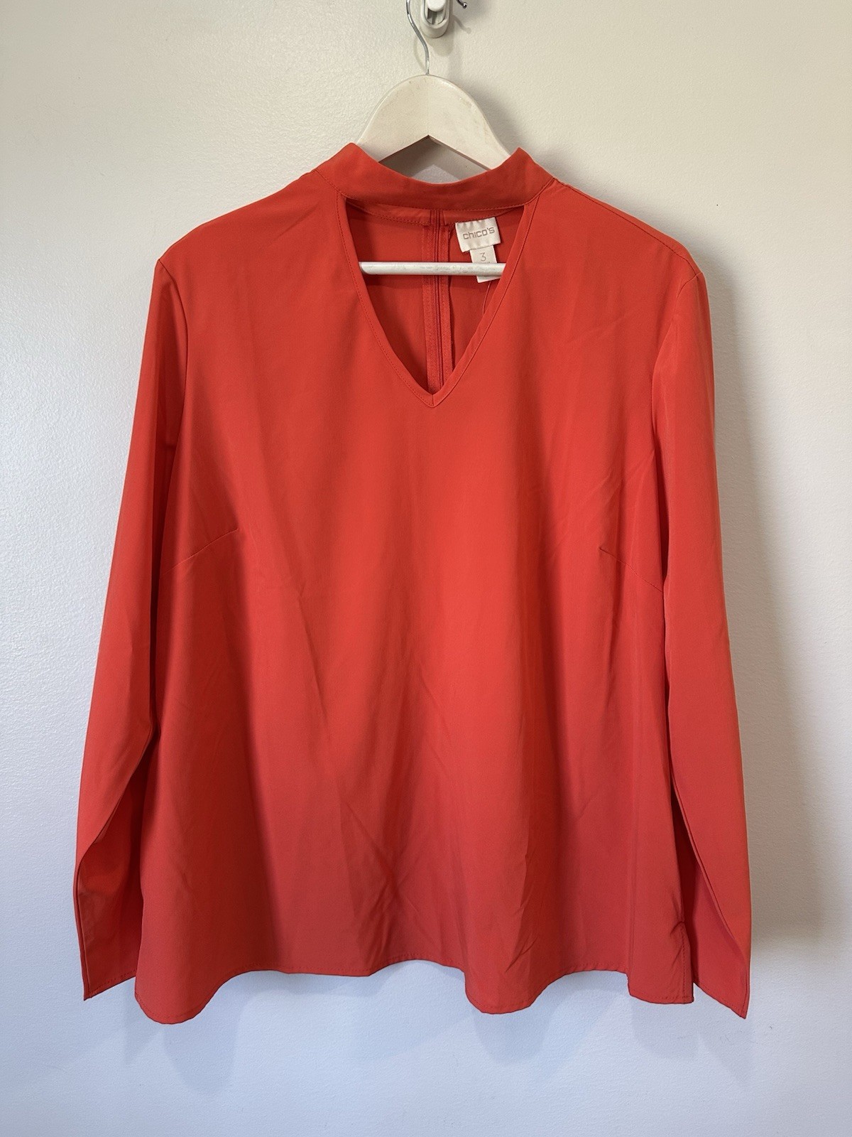 Chico Size 3 choker Blouse Longsleeve Relaxed Fit Orange Retail 99$