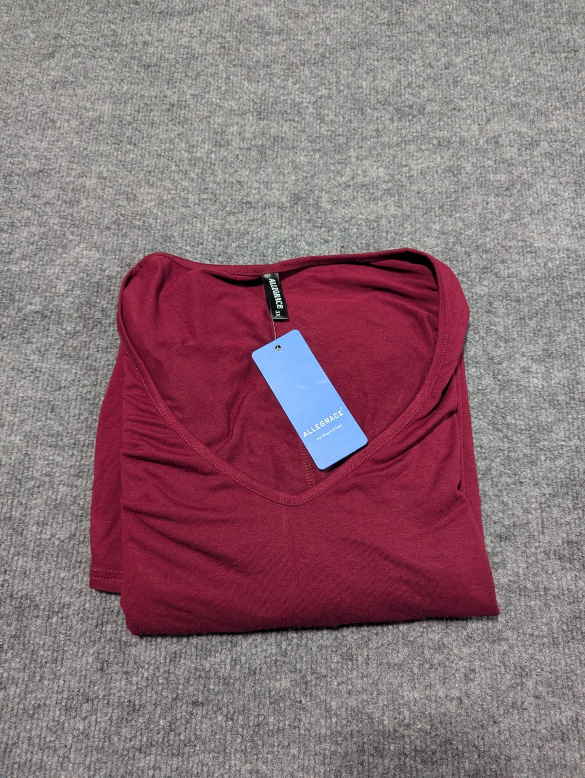 Allegrace Tunic Cold Shoulder Short Sleeve Top V Neck Women’s Size 3X Wine New