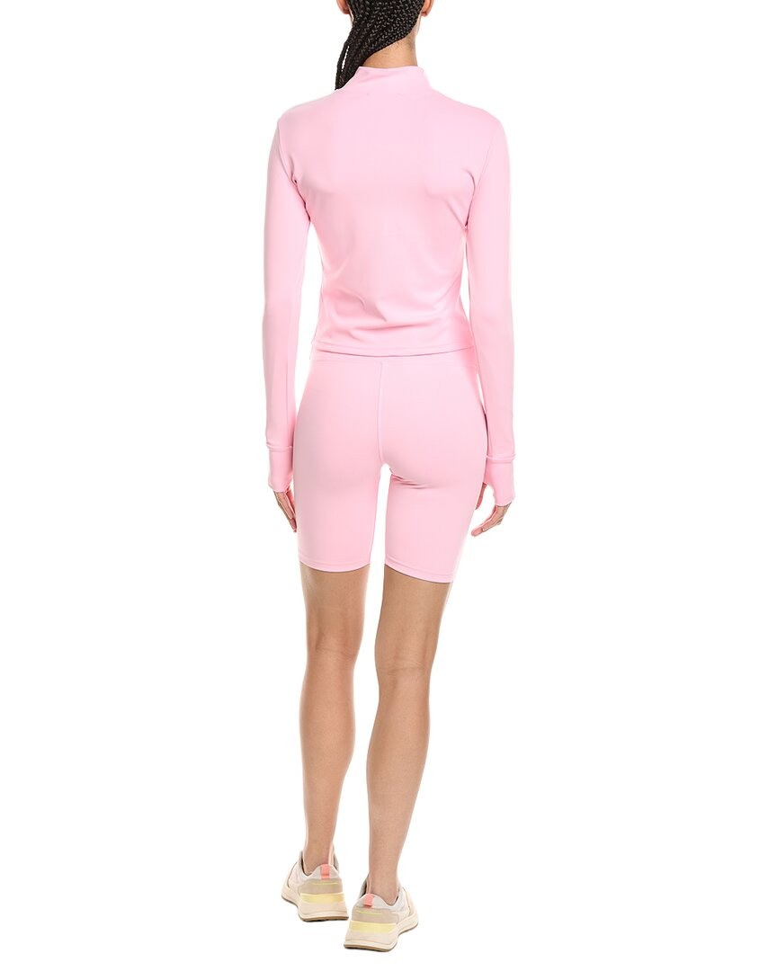 Marion 2Pc 5.5In Yoga Fabric Contrast Jacket & Biker Short Set Women’s Pink L