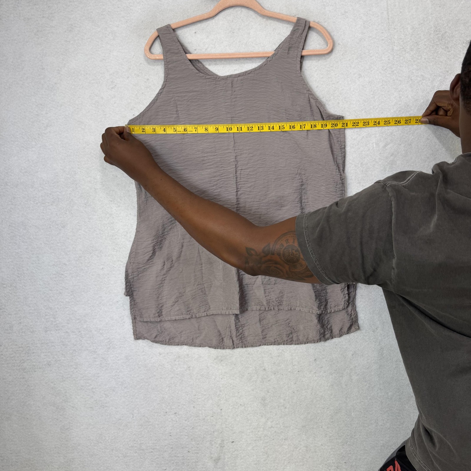 Apropos Tank Top Womens Large Brown Scoop Neck Crinkle Woven Relaxed Basic