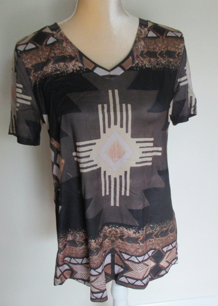 Ladies Short Sleeve Browns Southwest Top Size M