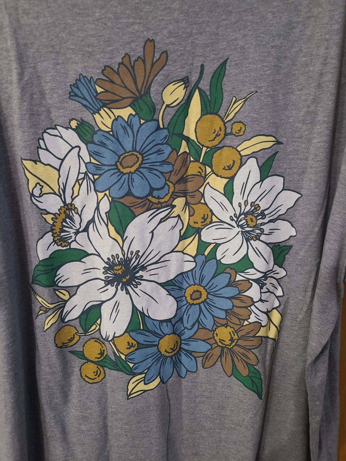 Goodfellow & Co Gray Double-sided Floral Tee Shirt, Women’s Size XL, Color Back