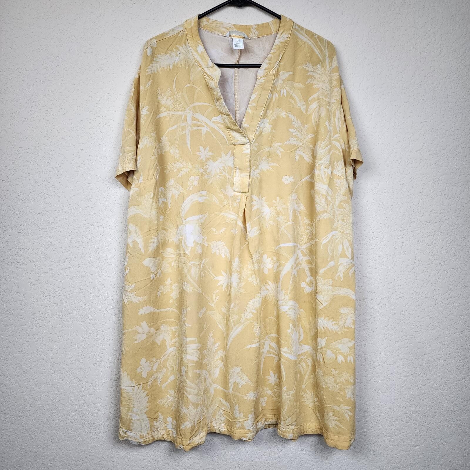 H&M XXL Yellow Floral Print Short Sleeve Dress