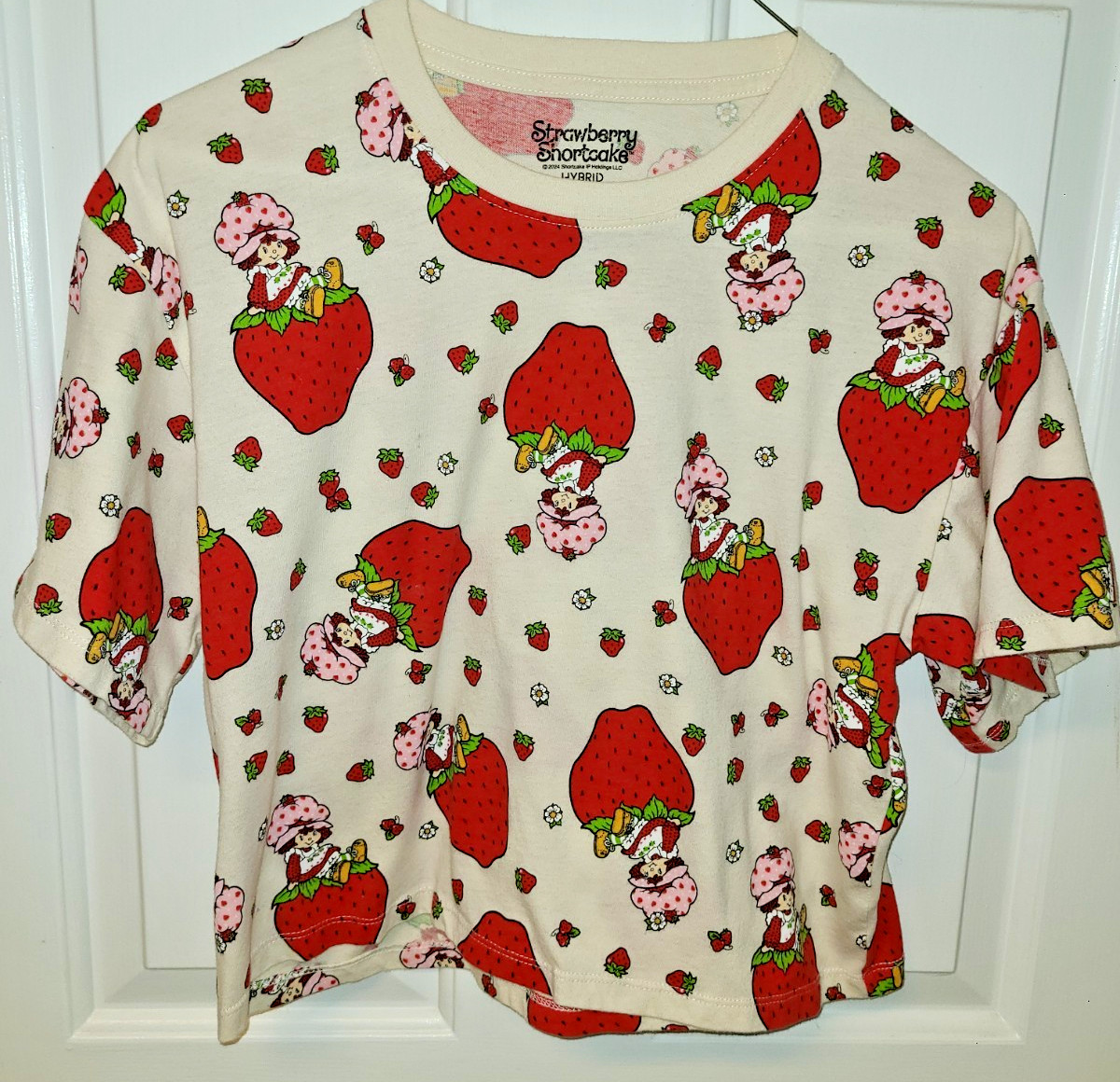 Hybrid Brand Womens Strawberry Shortcake Shirt Crop Top Cute Sassy Sz XS