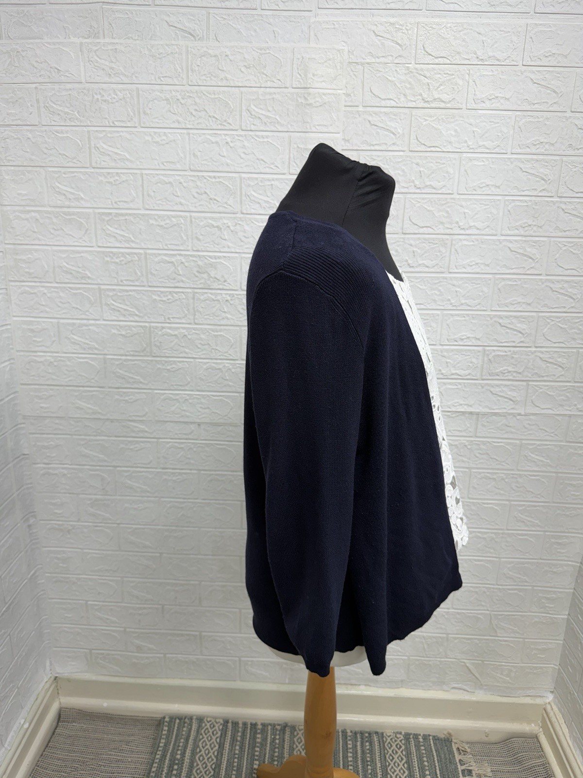 Marks And Spencer Jumper Top Combined Size 16 Womens Broderie Anglaise Navy