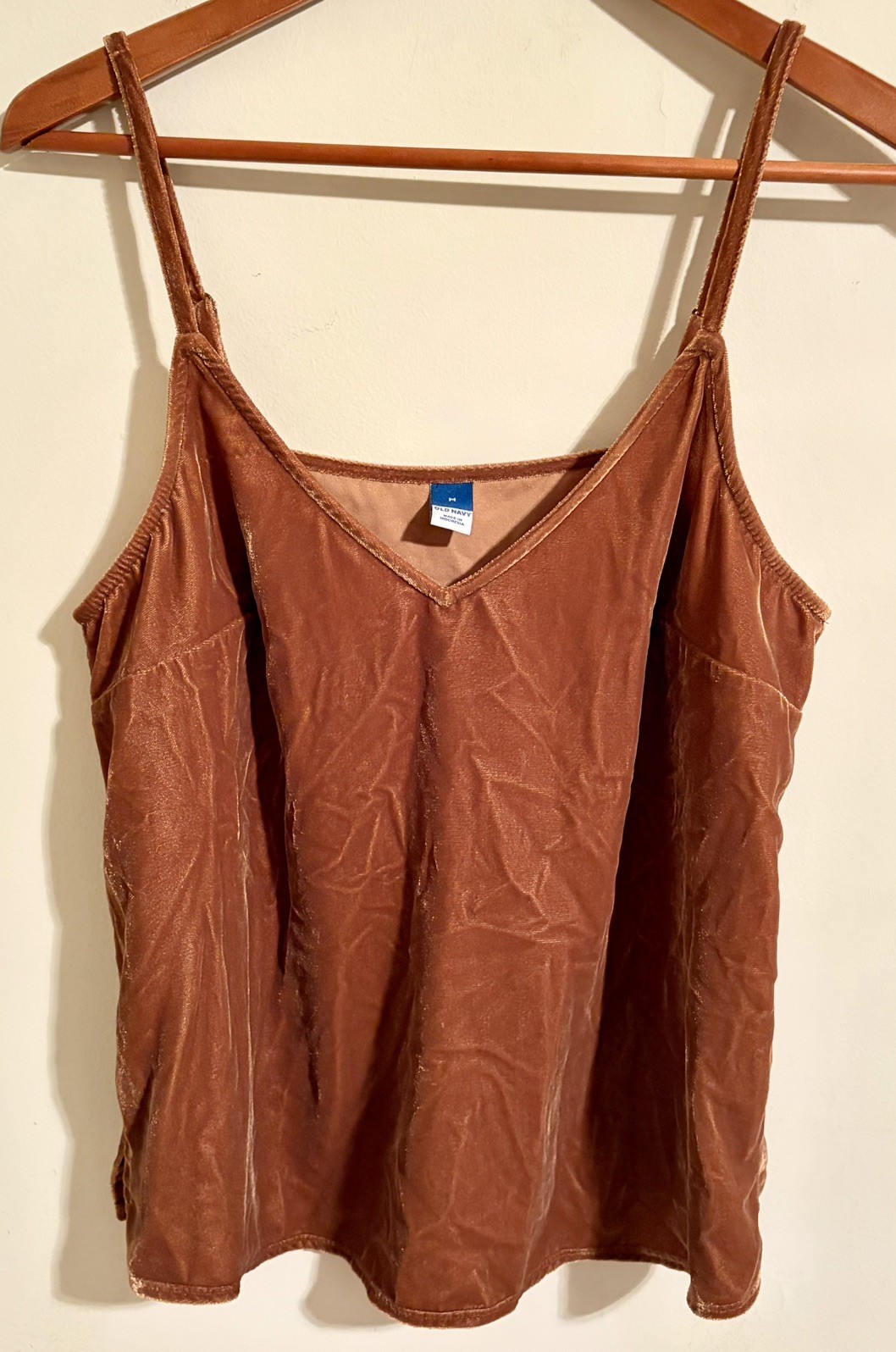 Old Navy Women’s Brown Velvet/Velour Tank Top V Neck Adjustable Straps Sz Medium