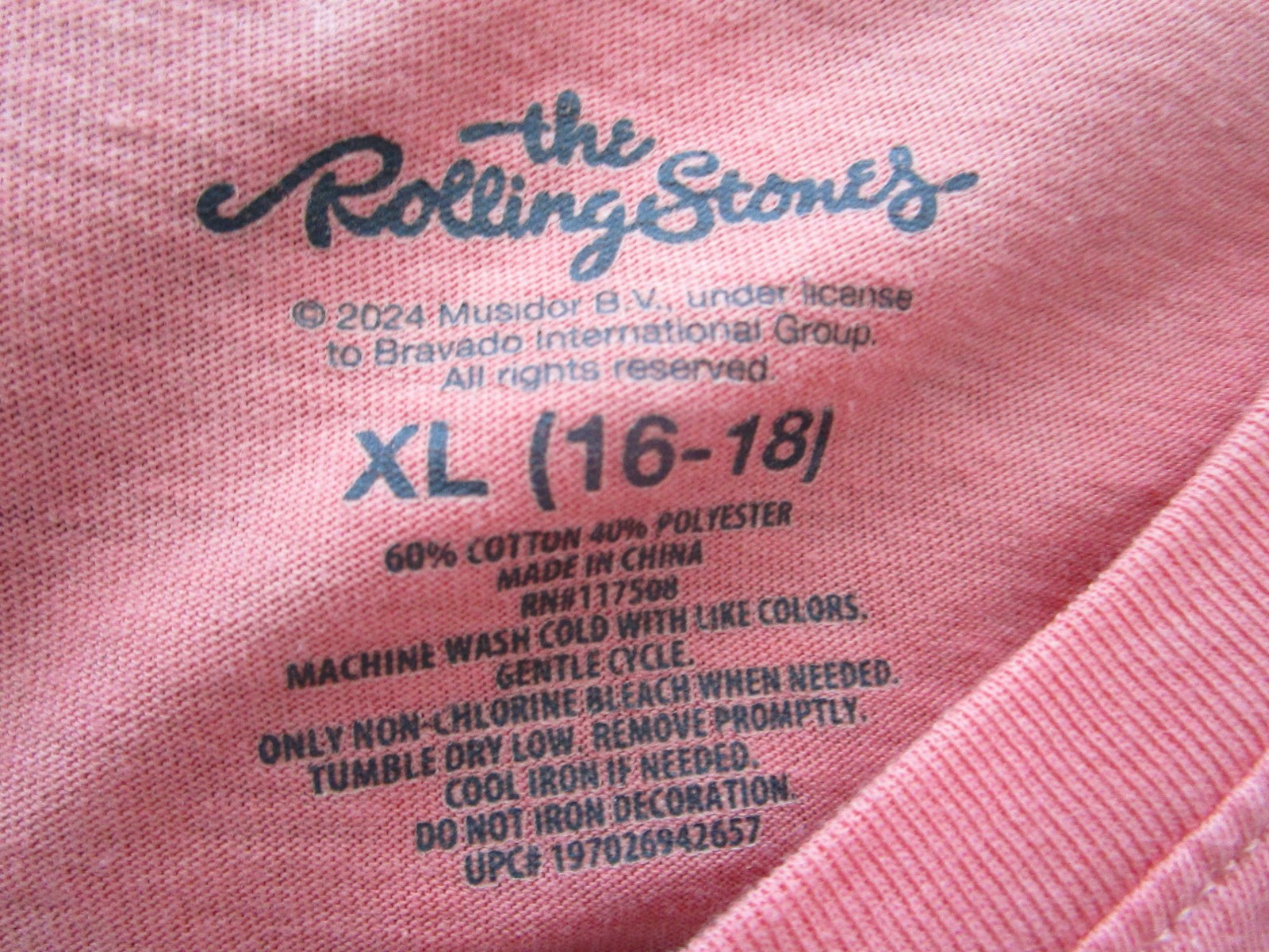 Rolling Stones Womens 80s Y2K Rock Band Retro Music T Shirt Pink Lips Tongue XL