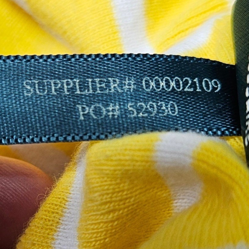 Lauren Ralph Lauren Green Label Striped Tee M Yellow White LRL Embroidered Logo