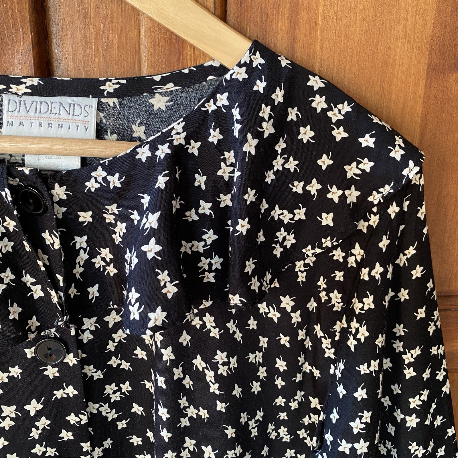 Vintage Dividends Maternity Top Women’s Size 8 Floral 90s Tunic Button Up Ruffle