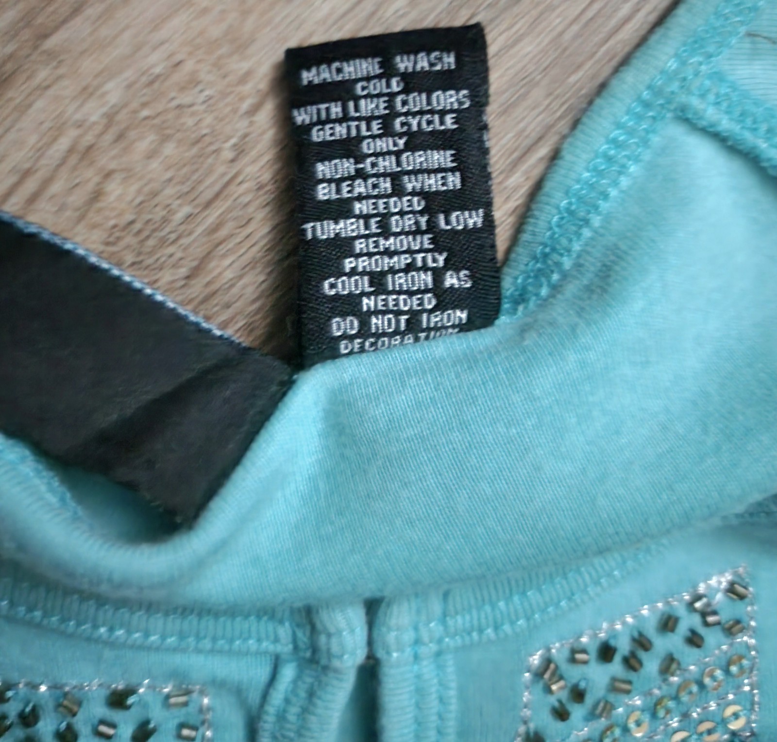 Weavers Aqua Blue Cap Sleeve Top Sequin Front Hook Eye Junior S Lightweight Y2k