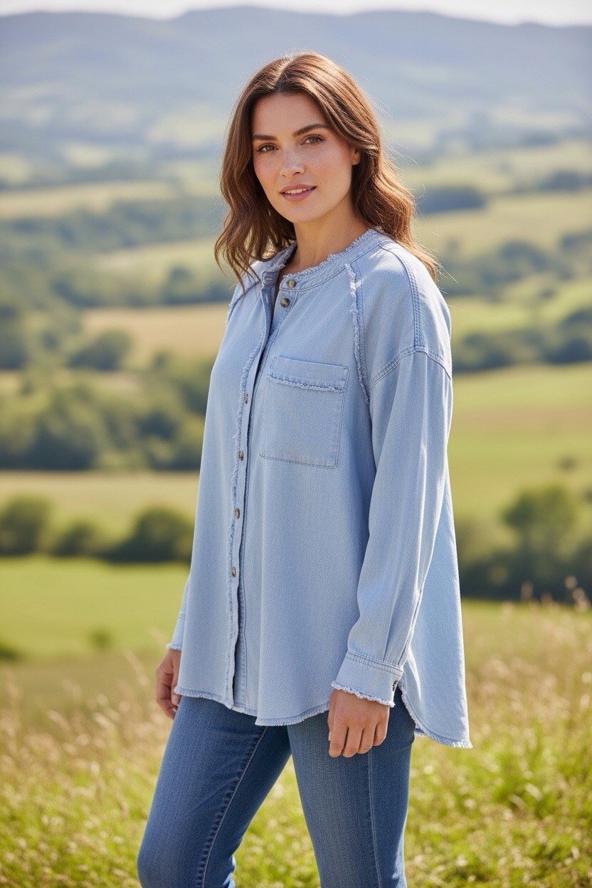 We The Free Women Shirt Blue Distressed Sz Small Fresh Dry Clean