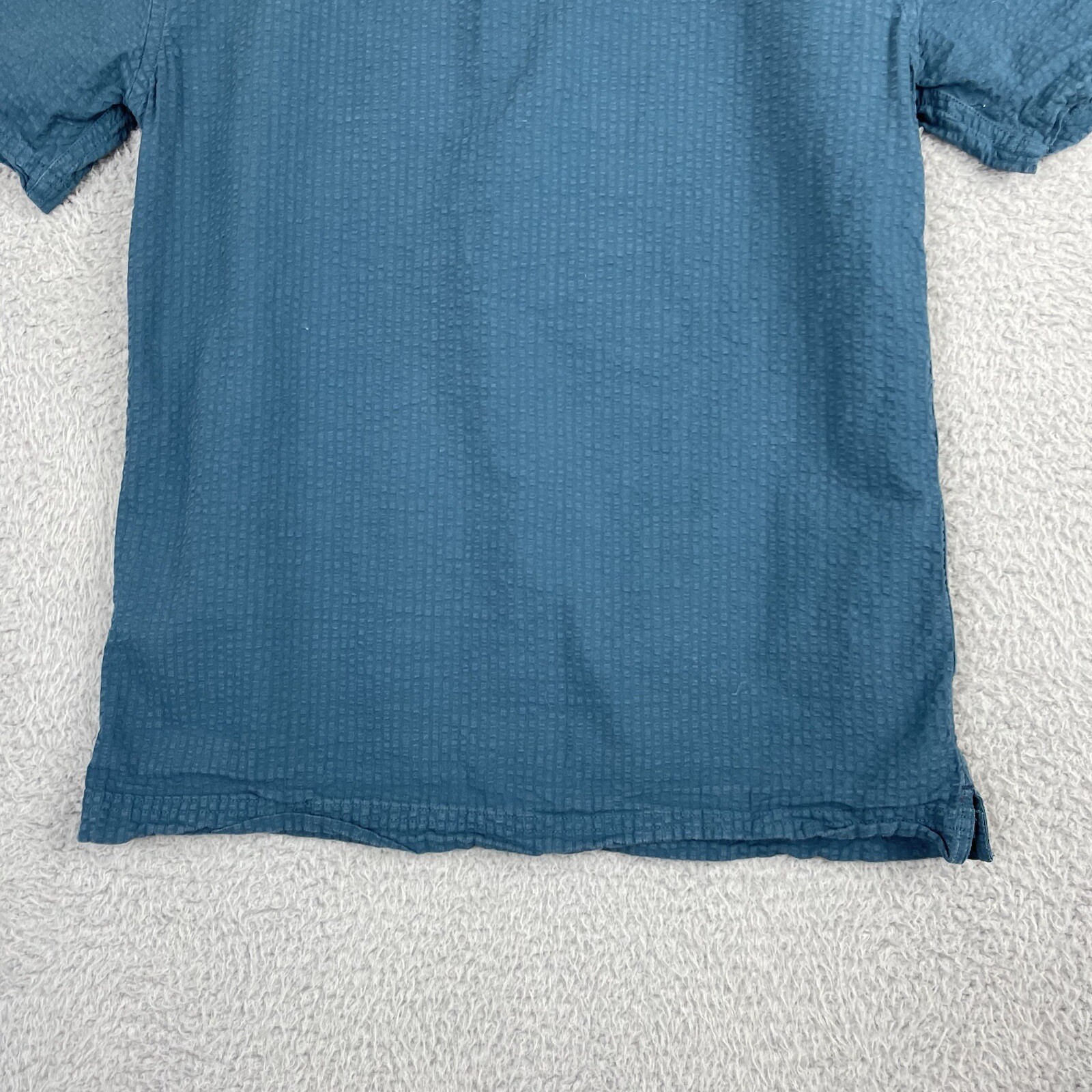 Banana Republic Searsucker Shirt Women Extra Small XS Teal Slim Fit Button Up