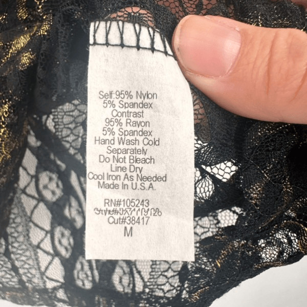 NWT H.I.P Goth Punk Women’s Sheer Lace Top Black Gold Size M Rock Vamp Baddie