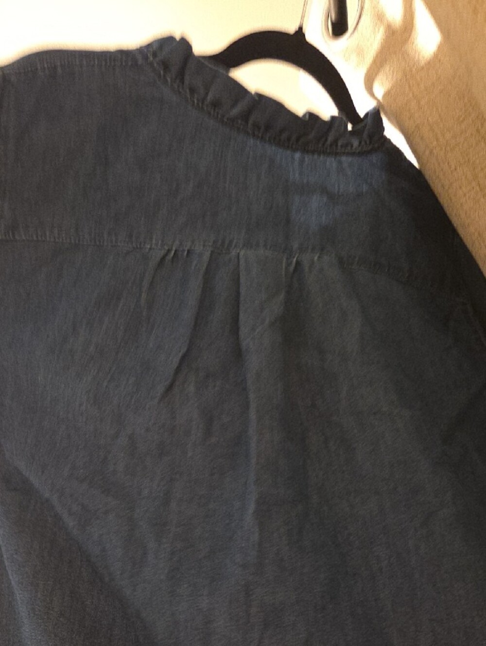 Blue Denim Ruffle Collar Top NWT