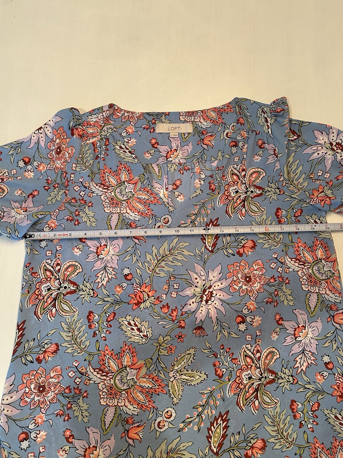 Light Blue Floral Blouse Smoke Free
