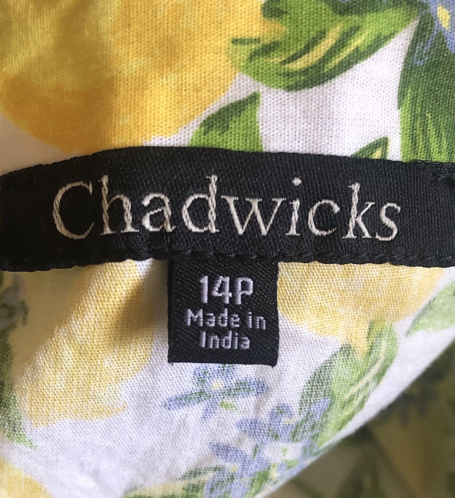 Lemon Shirt by Chadwick’s of Boston 14P White Yellow Green 3/4 Sleeve Collar
