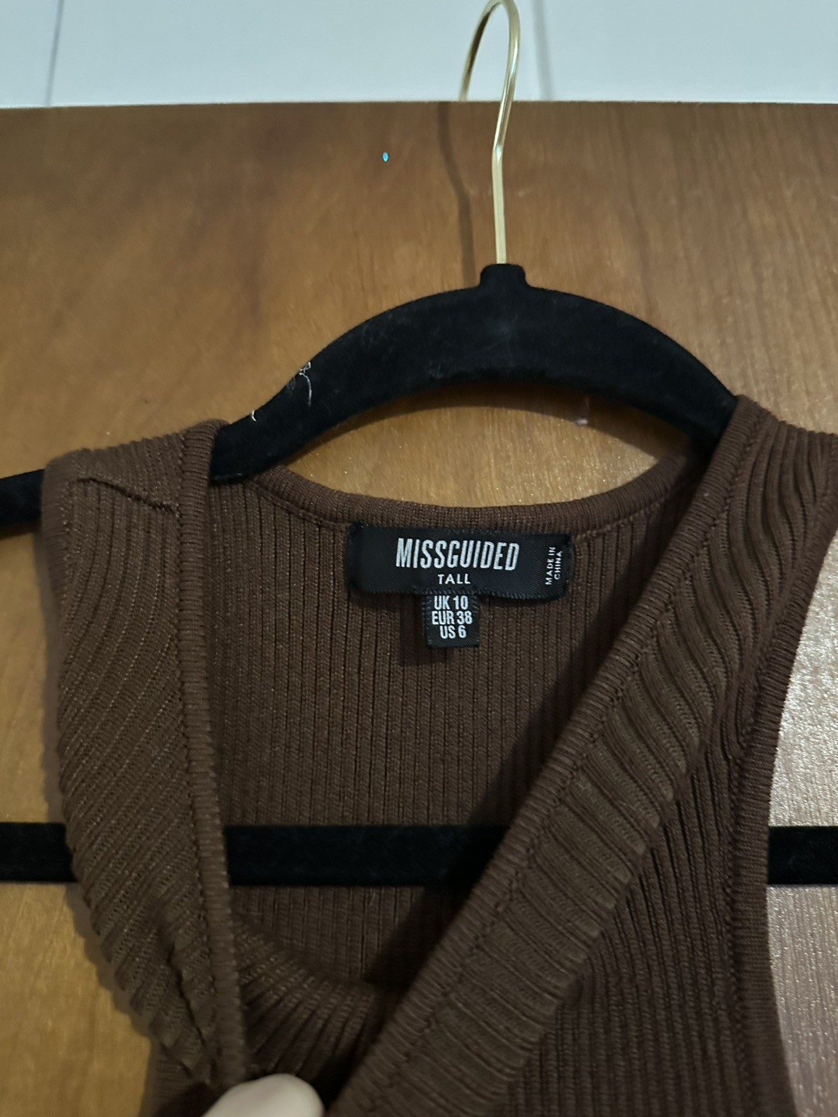 Missguided Soft Stretch Brown Ribbed Bodysuit