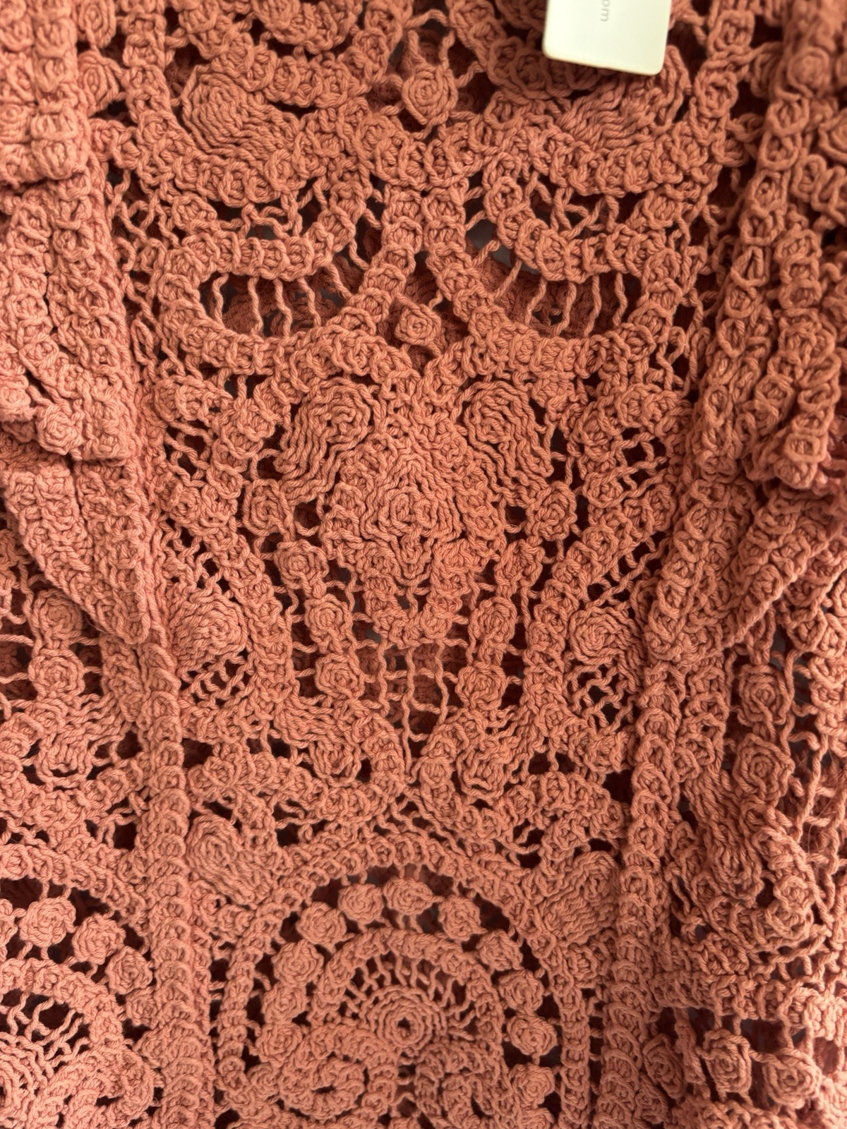 NWT BluiVy M Open Knit Crochet Top Ginger Ruffle Boho Cotton Medium