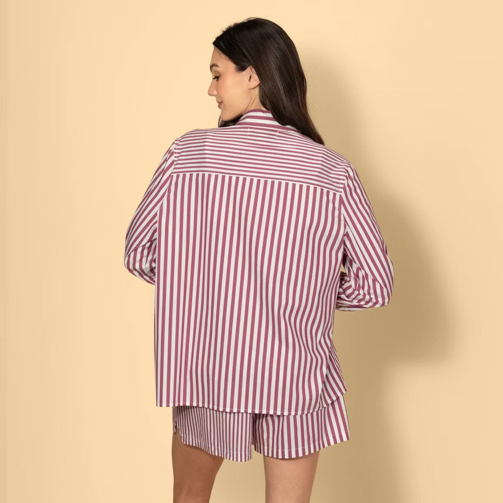 Solid & Striped Women Long Sleeve Collared Poplin Button-Down Shirt – Burgundy