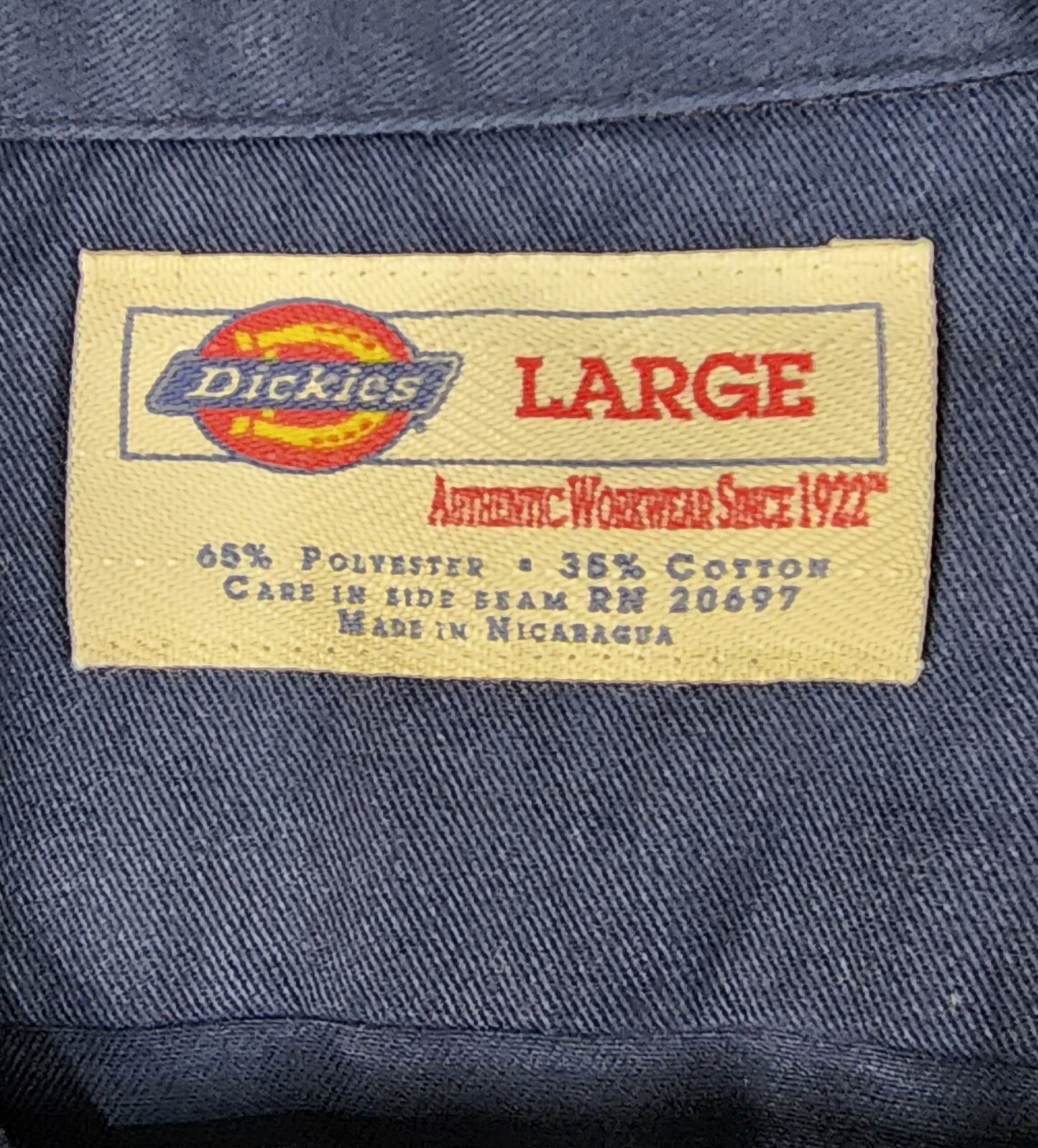 Dickies Shirt Womens XL Blue Button Up Long Sleeve Retro Patchwork Upcycled