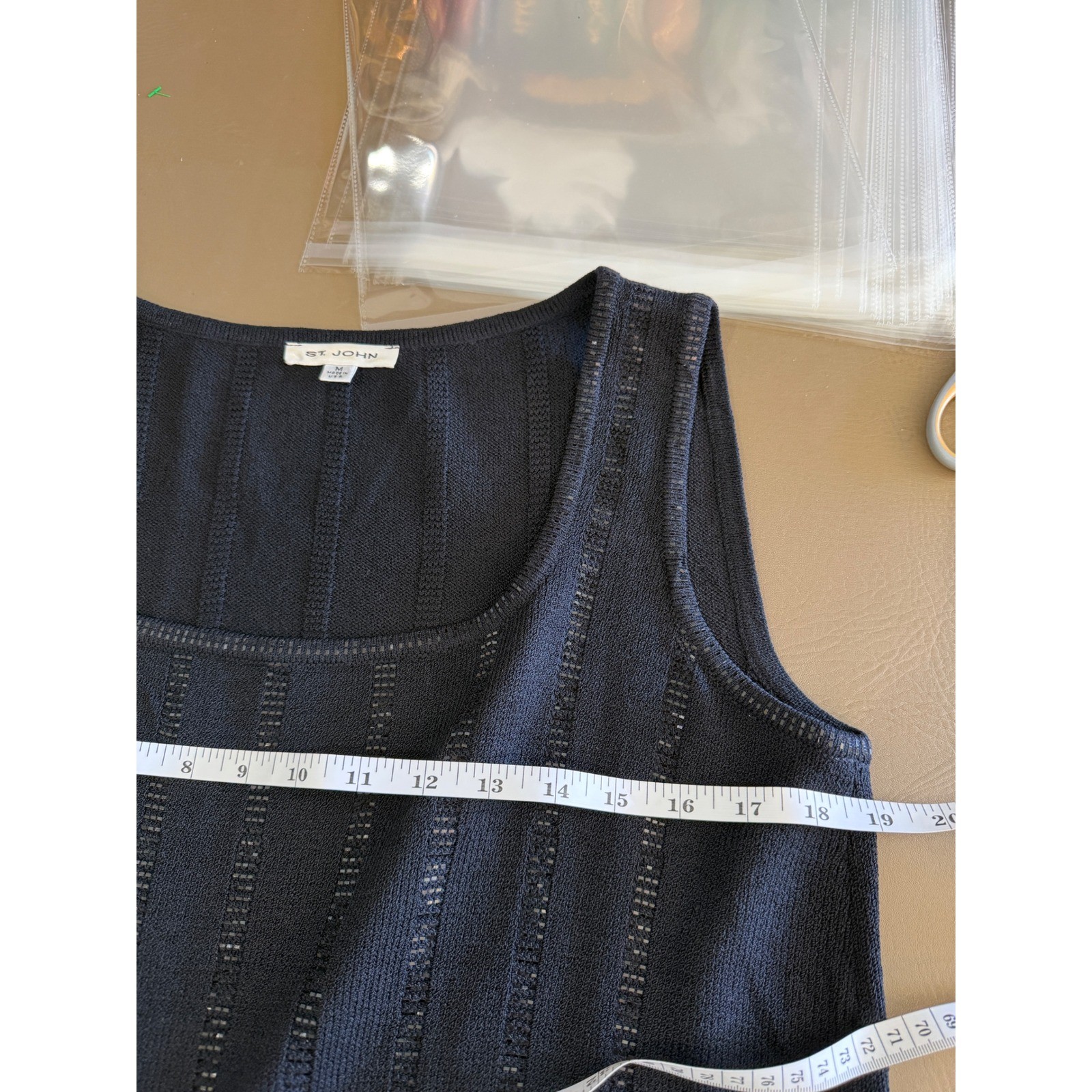 St John Black Santana Knit Sequin Tank Top Old Money Quiet Luxury Capsule Size M