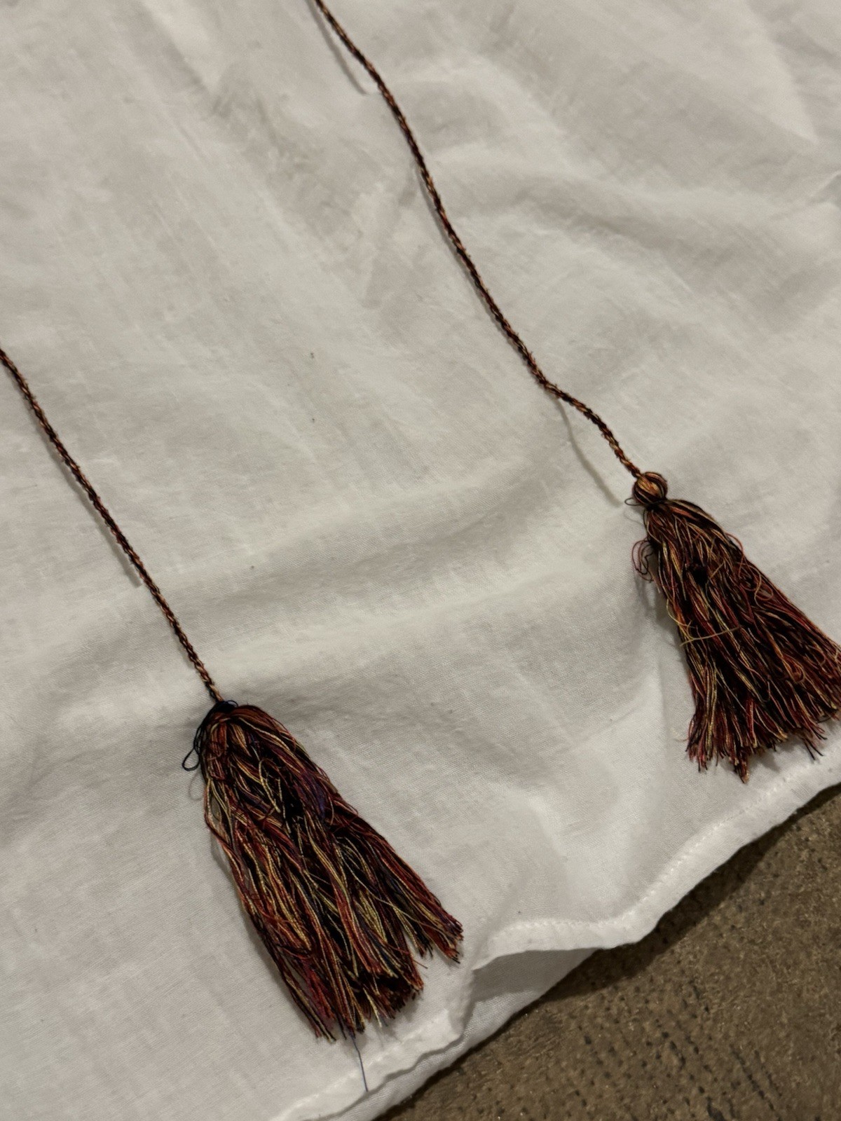 MISA Los Angeles Embroidered Off The Shoulder Tunic Top Blue White Tassel XS