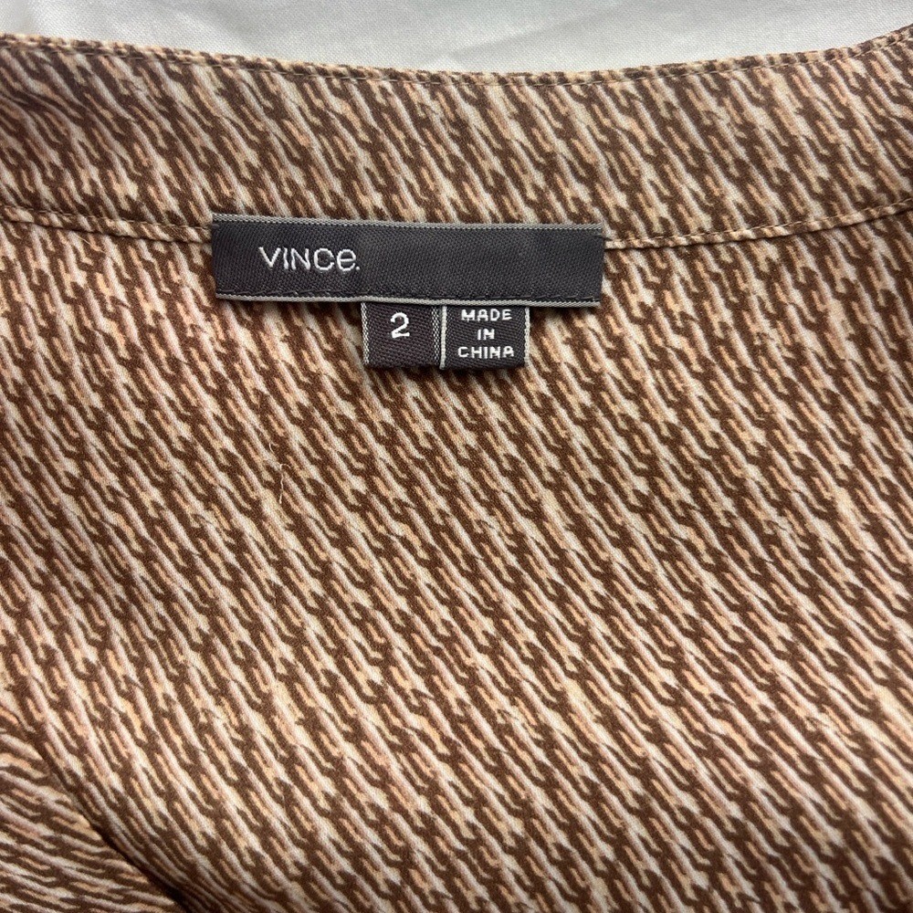 Vince silk pale peach and tan Blouse size 2
