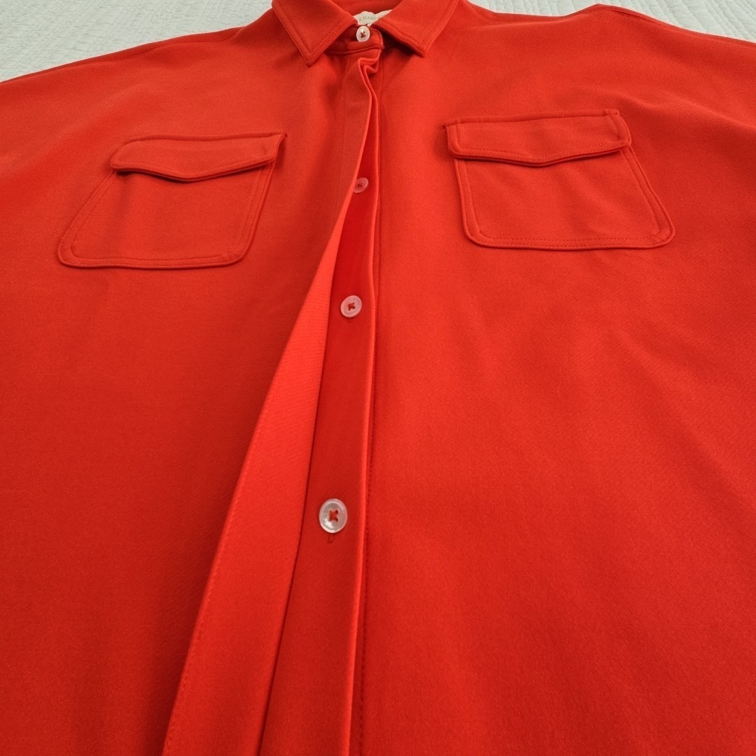 Ann Mashburn Women’s Top Size XS Lipstick Red Oversized Boxy Quiet Luxury NWT