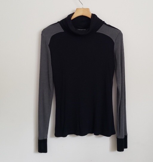 Hot Totties Baselayer turtleneck Womens Sz Medium black grey colorblock Warm Ski