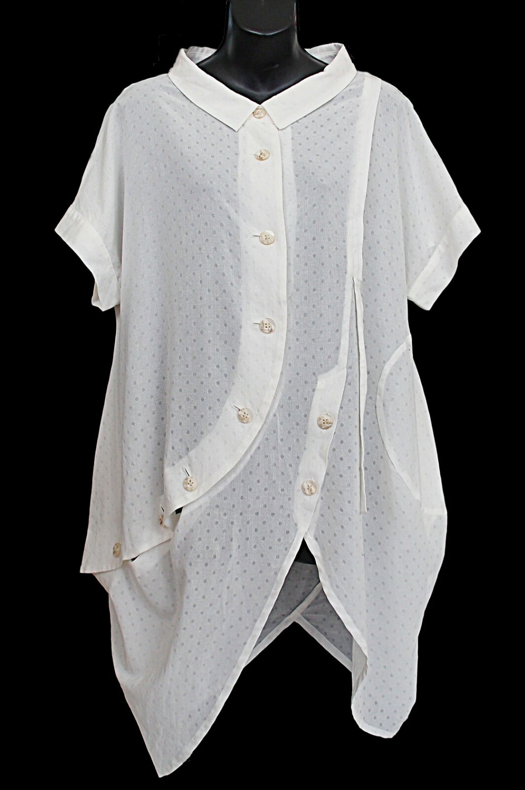 MATSUO International Japan Asymmetrical Lagenlook Tunic Blouse Cotton Size 40/ M