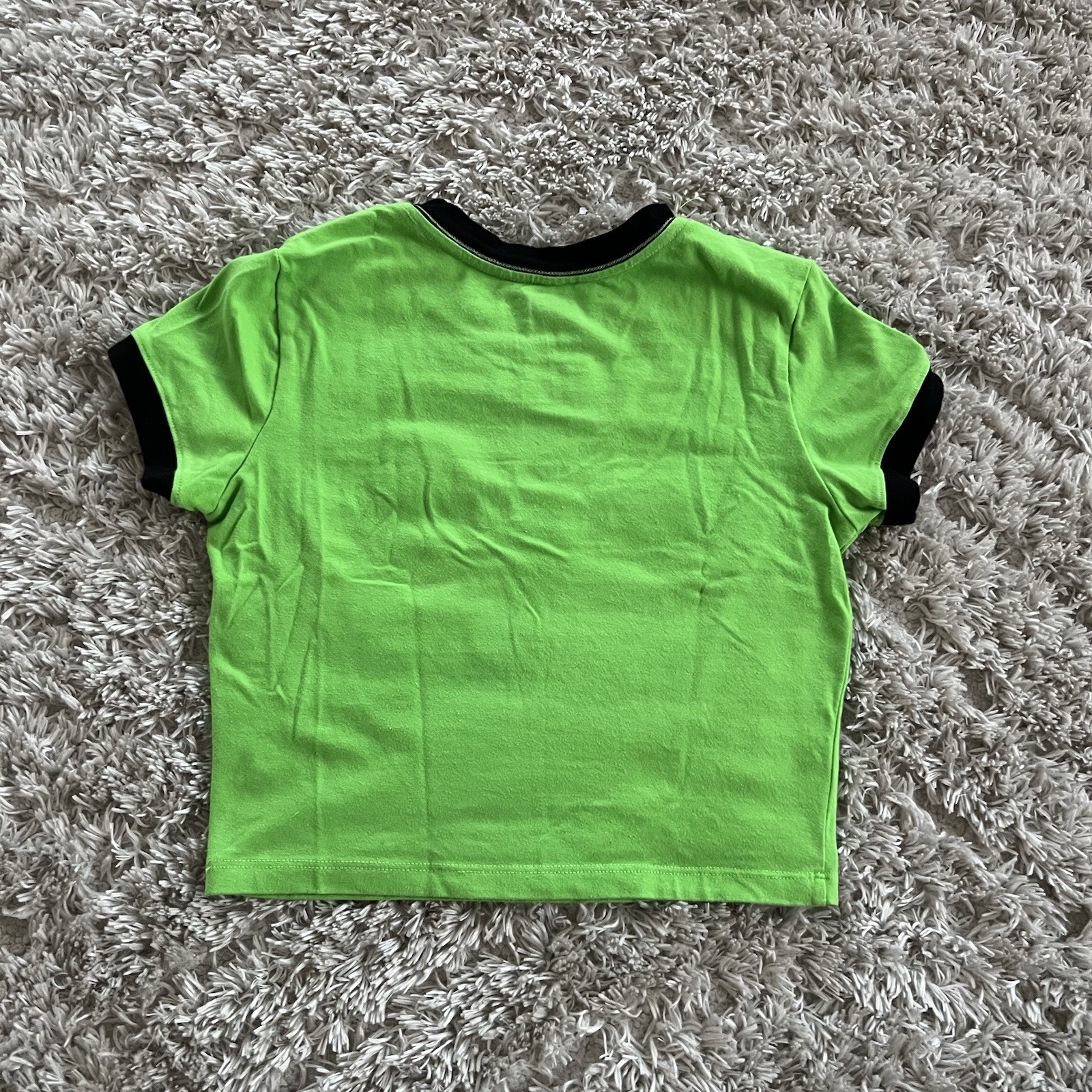 Invader Zim GIR Girls Tee Size SMALL Ringer Baby Crop T-Shirt Green Short Sleeve