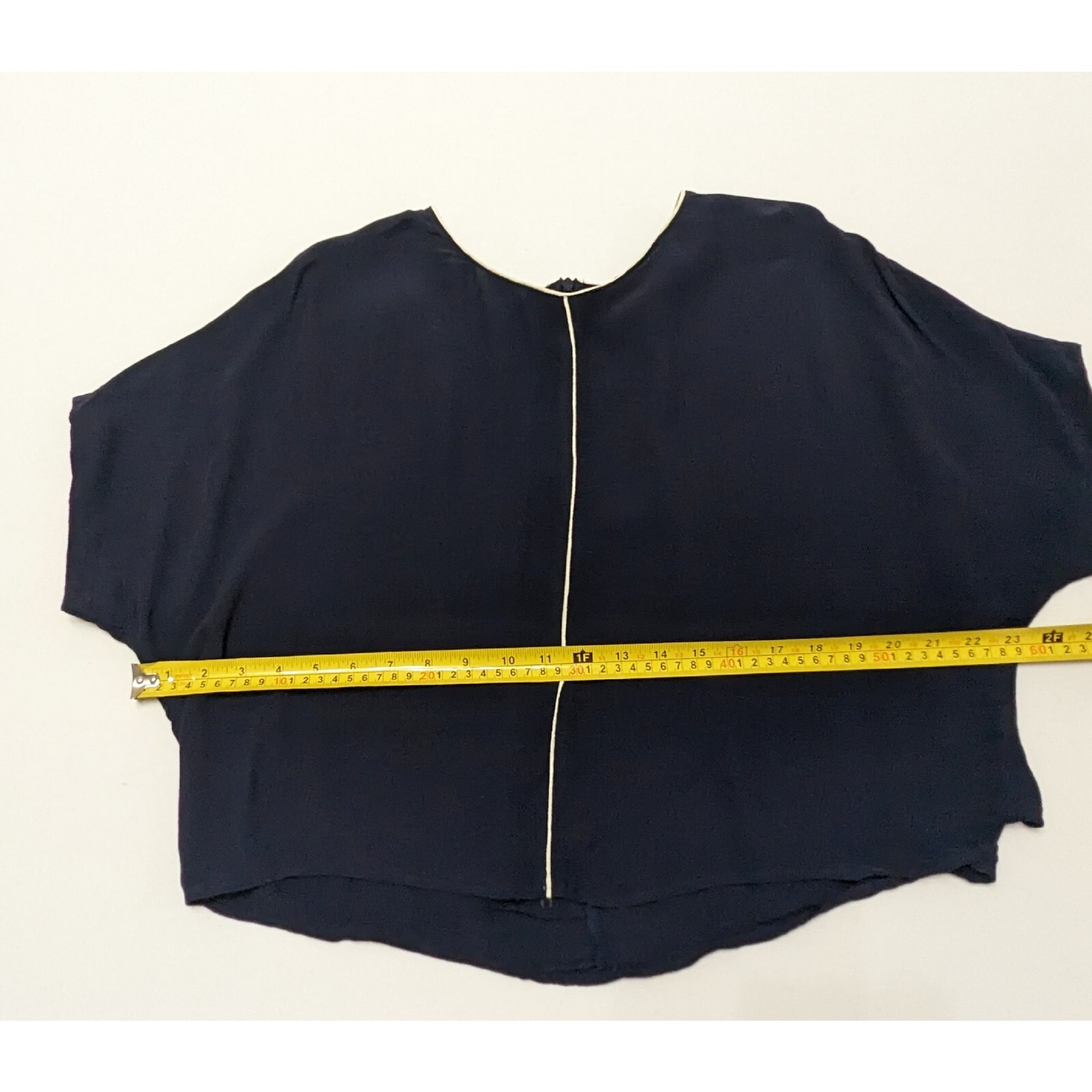 Zara Basic Cape Style Cropped Short Sleeve Two Tone Blouse With Flowy Back Sz XS