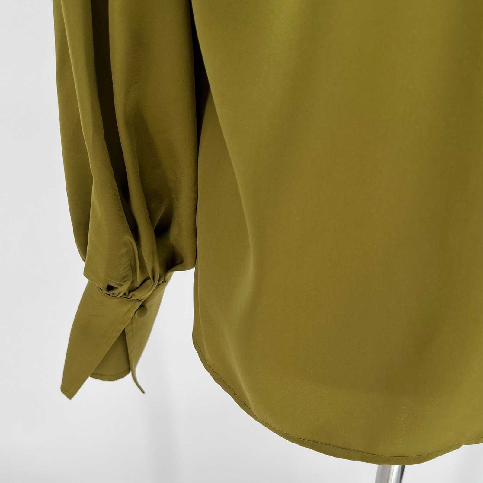 Banana Republic Womens Split Neck Long Sleeve Blouse Size M Green Office Chic