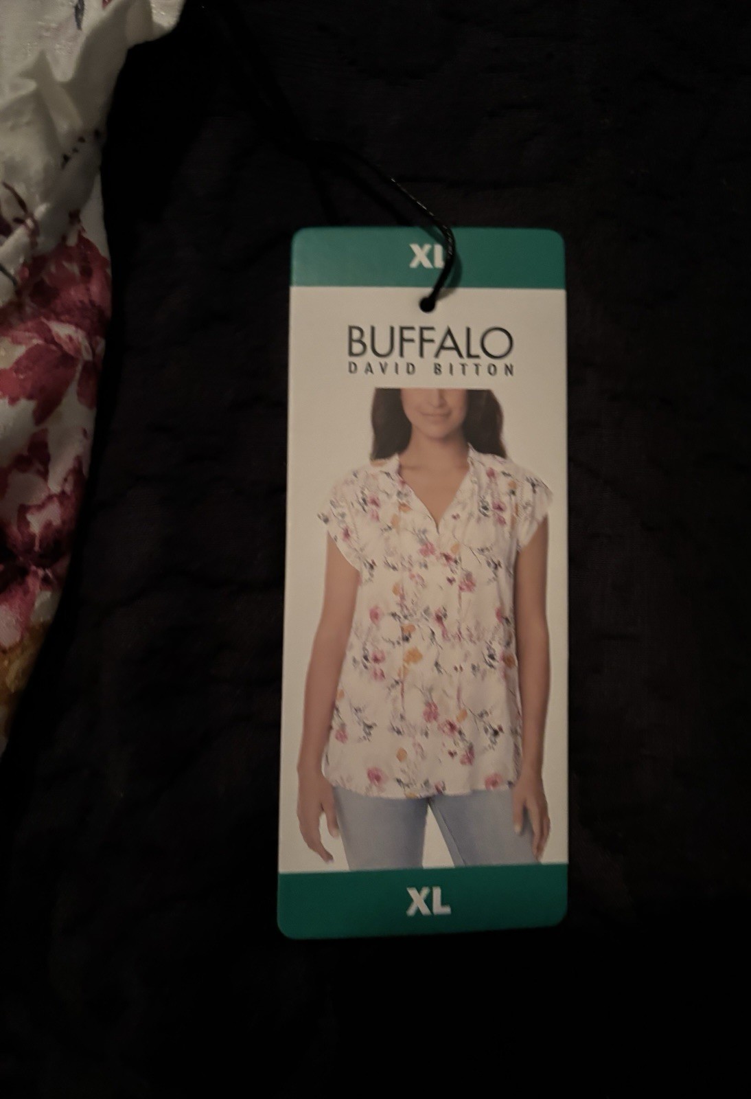 Buffalo David Bitton Floral Printed Jacquard Flutter Sleeve Blouse Size XL NWT