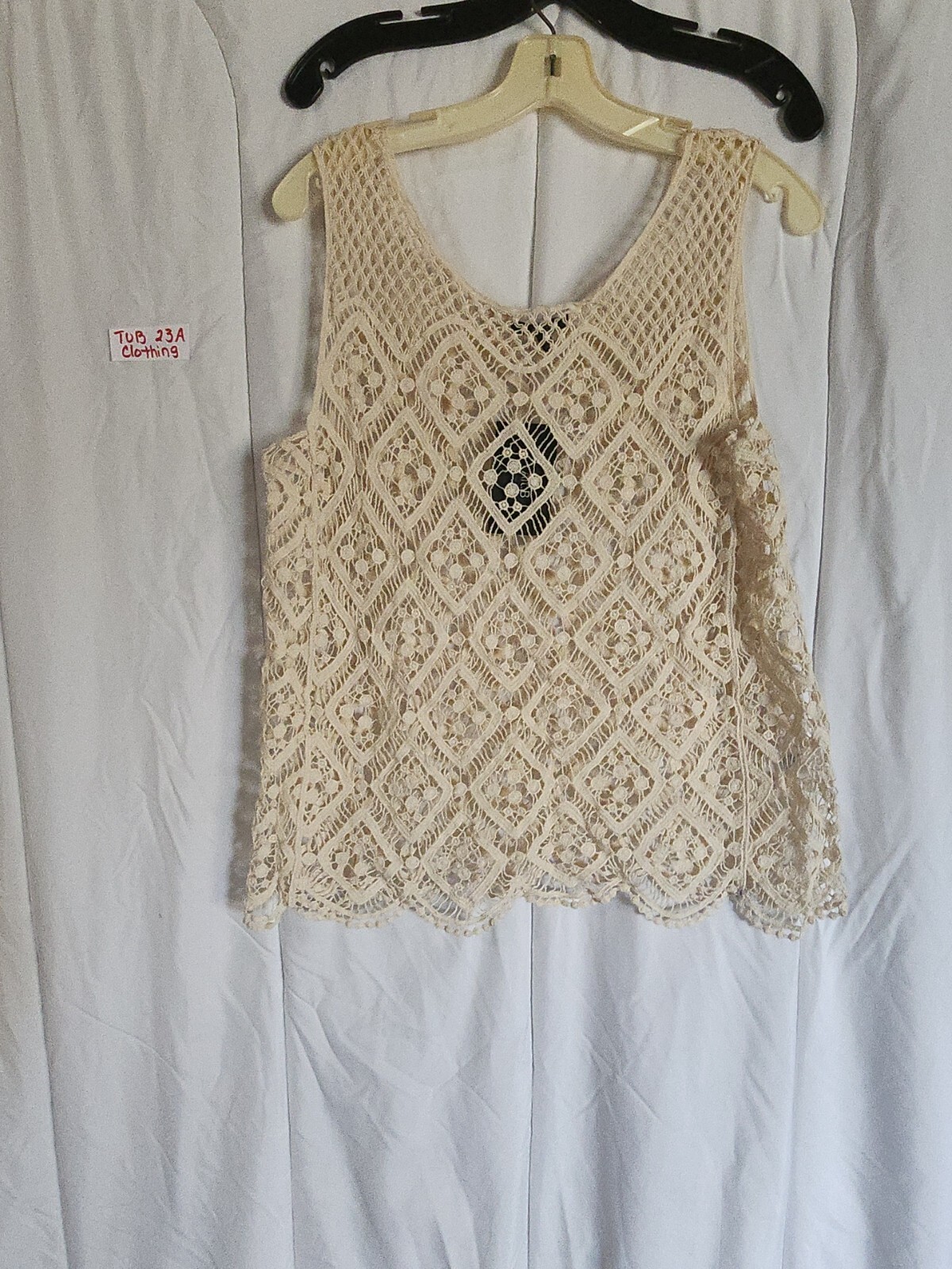 Alt B Crochet Lace Pattern Off White Tank Top Size M