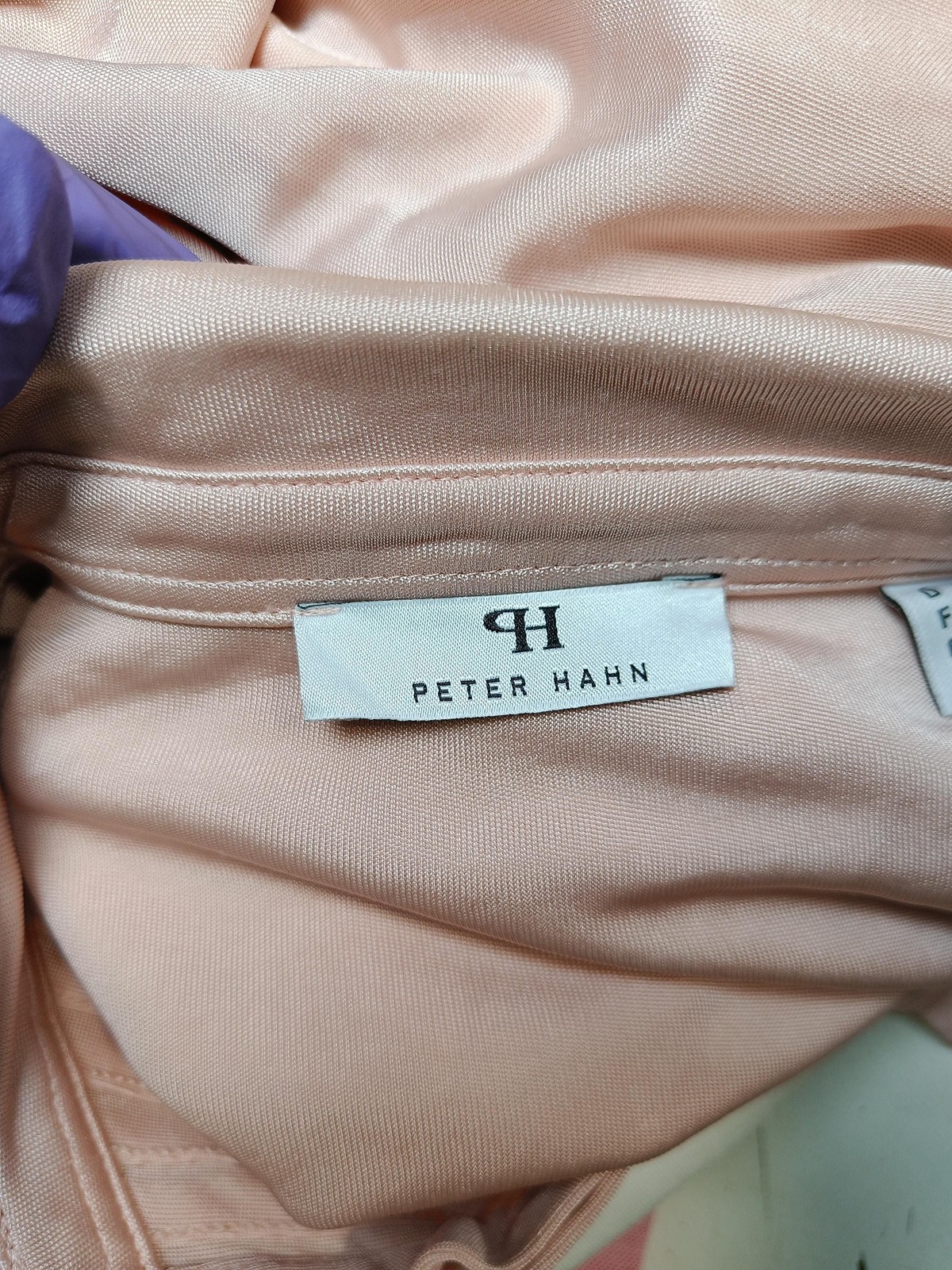 Peter Hahn Women’s Blouse UK 14 Pink 100% Viscose Long Sleeve Collared Basic