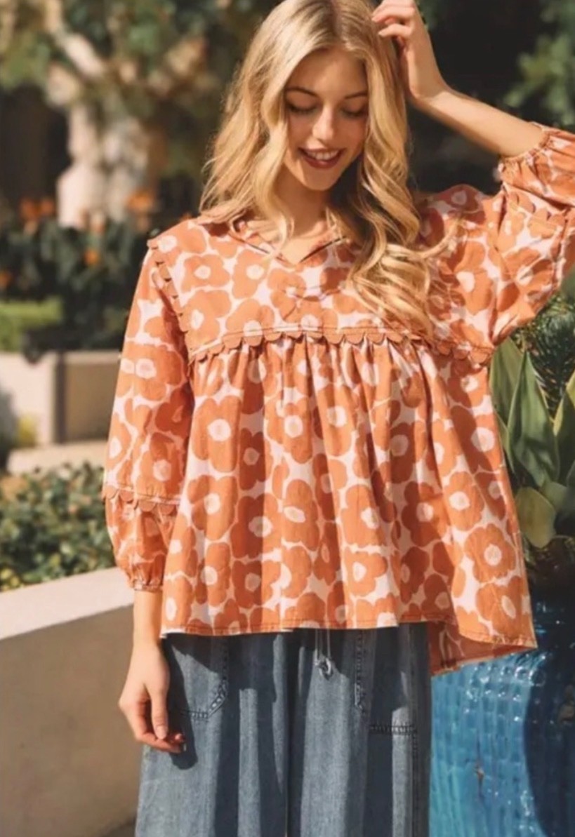 Sage + Fig Women’s Oversized Floral Blouse NWT