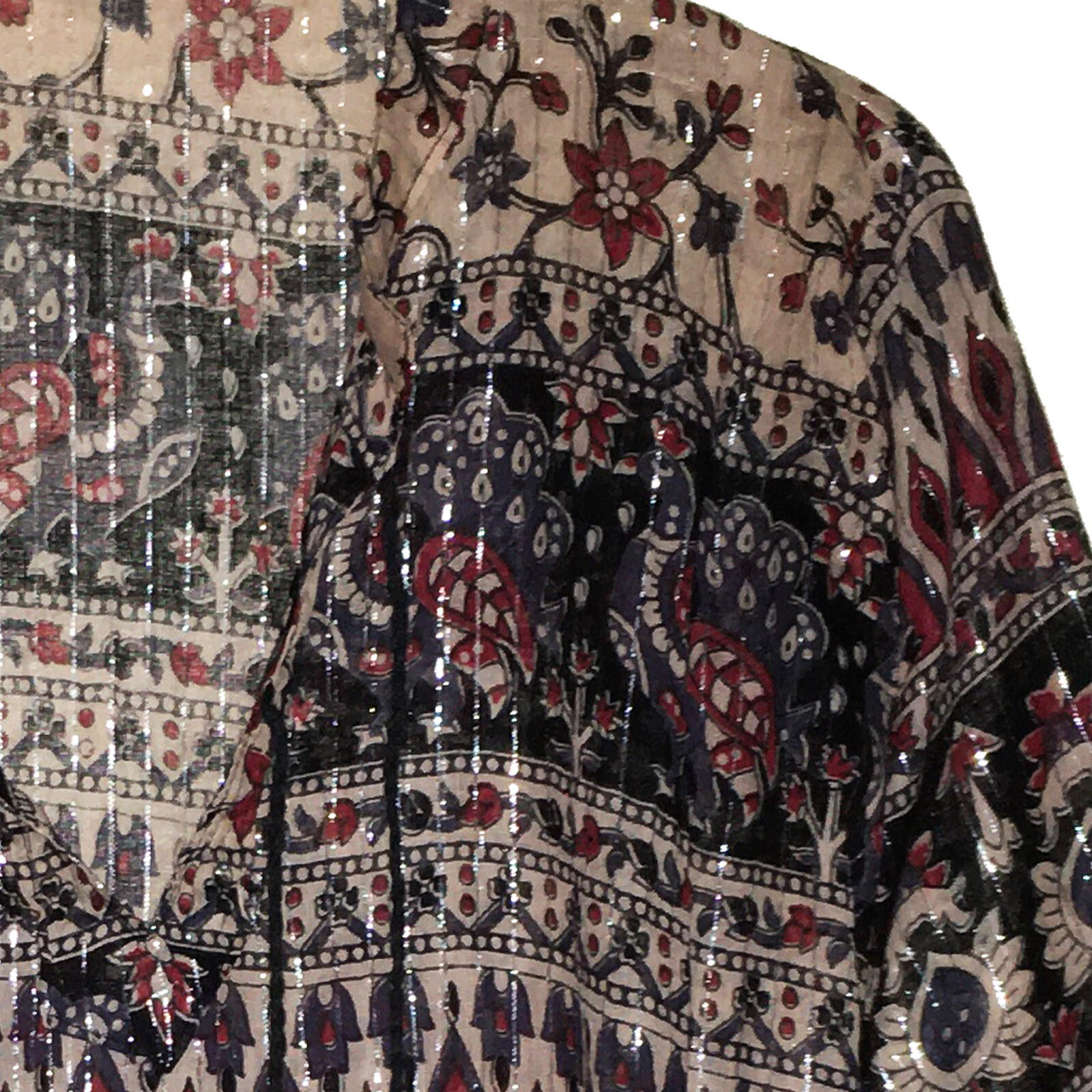 Indian Ethnic Cotton Lurex Top Blouse For Women Summer Boho Hippie Gypsy Tunic