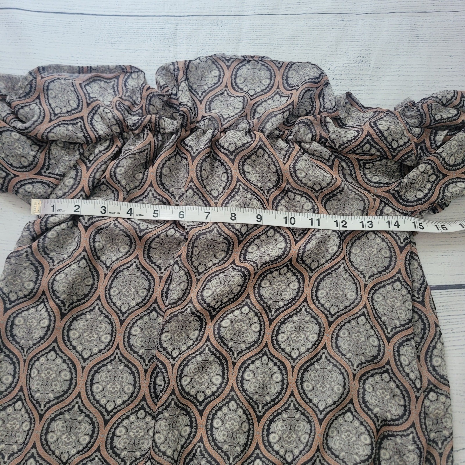 Willow & Root Size M Balloon Sleeve Medallion Print Crop Blouse Boho Chic