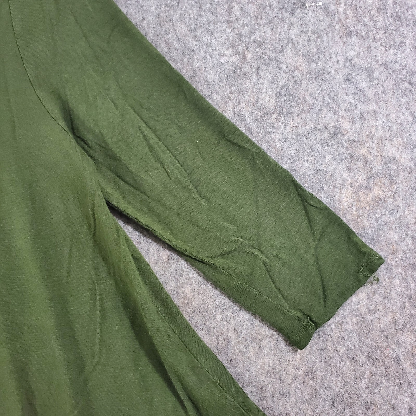 Jonathan Martin Top Women Large Green Knit Pullover 3/4 Sleeve Tunic Asymmetric