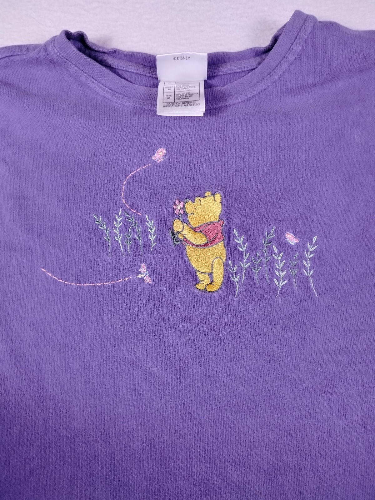 Vintage Disney Store Shirt Womens Medium Purple Winnie The Pooh Embroidered Y2K